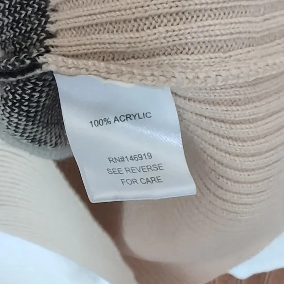 Cloudchaser Beige Print Stripe 3/4 Sleeve Sweater Dress Tunic Size Large - Picture 3 of 5